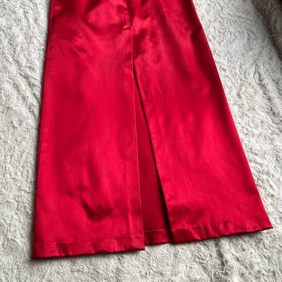 Vintage Cache red satin dress column cocktail maxi square‎ neck sleeveless S - Picture 9 of 17